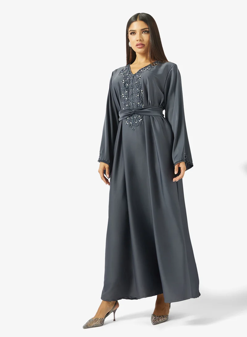hayas closet Embellished Belted Jalabiya